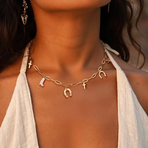 Charm Necklace for Women,Dainty 14K Gold Plated Starfish Seashell Necklace Simple Gold Beach Necklaces for Women Trendy Beach Jewelry4