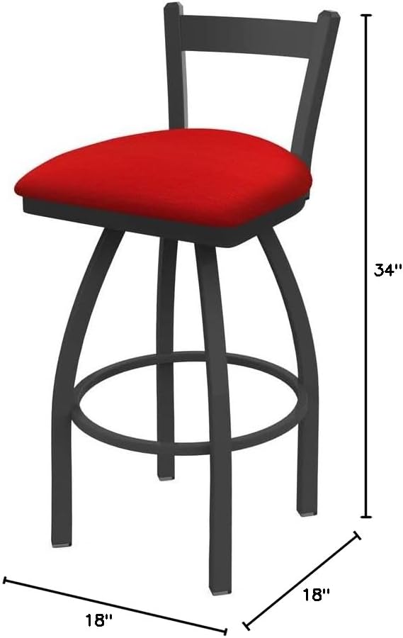 HBS 821 Catalina 25 Low Back Swivel Counter Stool with Pewter Finish and Canter Red Seat