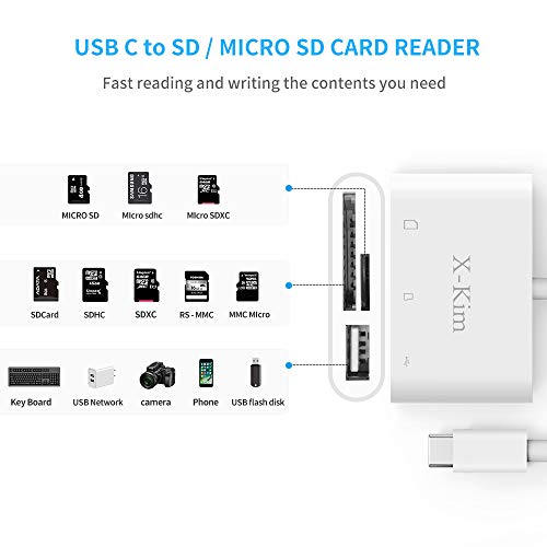 XKIM USB C SD Card Reader Micro SD Card Reader Adapter Camera Memory