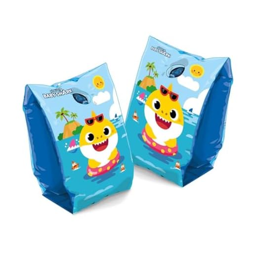 Trade Shop - Apoyabrazos Inflables Baby Shark Mar Piscina Natación Para Niños Mangas 25X15Cm -