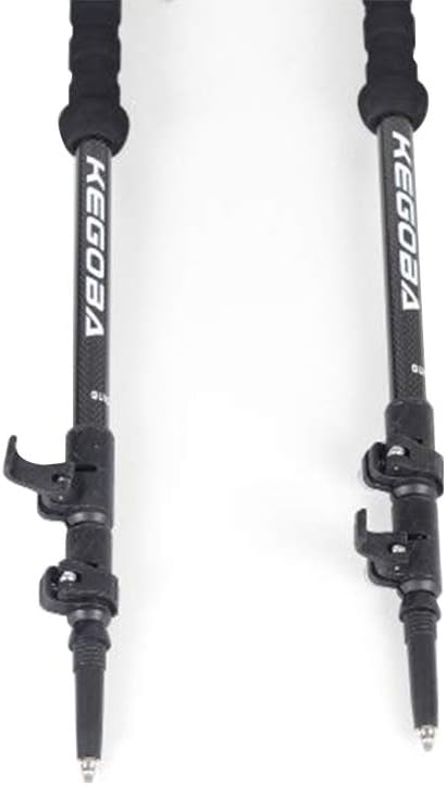Kegoba Alpenstocks Trekking Poles -100 Percent Carbon Fiber,Lightweight Malleable and Strong with Cork Grip Quickly Flip-Lock for Length Adjustment Easily Tungsten Steel Tip Stick for Hiking