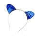 Glitter Cat Ears Headband Costume Cat Ears Halloween Costume Ears Fancy Ears (Blue)