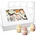 10 Stück Cupcake Box, Cupcake Muffin Box mit Fenster, Ideal für Kuchen Dekorieren und Cupcake Transportbox, 12 Löchern 32.4×25×9cm