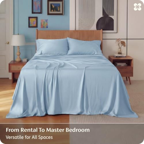 Image of Bedsure PureWoven 100% Rayon Derived from Bamboo, Queen Sheets, 4 Pieces
