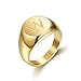 Produktbild BOBIJOO JEWELRY - Chevalière Bague Femme Initiale Gravée au Choix Acier Inoxydable Plaqué Or 10mm - 17,8 (7 US), W - GOLD