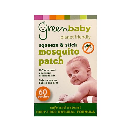 Vie Greenbaby Squeeze & Stick Mosquito Patches (60 Patches) DEET-Free Mosquito Patches for Kids & Adults Plant-Based Outdoor Protection Easy Peel & Stick Travel & Camping Essential