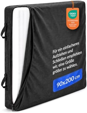 Twinzen Matratzenhülle 90x200 20cm mit Reißverschluss Oeko-Tex | Praktische Schutzhülle · Ideal zur Lagerung · Leicht zu handhaben · Bewahrt die Matratze sauber und geschützt