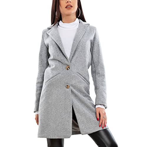 Veste chaude hiver Toocool en tissu gris manteau femme boutonnage simple