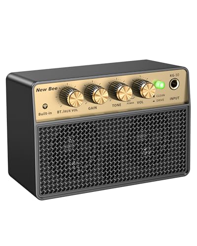 Amplificador Guitarra Electrica Mini Amplificador de Guitarra 10W Portátil Recargable Salida de Auriculares y Bluetooth 5.1, Sonido Limpio y Overdrive para Guitarra Acústica y Bajo