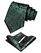 JEMYGINS Dark Green Paisley Tie Wedding Business Silk Necktie and Pocket Square, Hankerchief with Tie Clip Sets for Men(7)