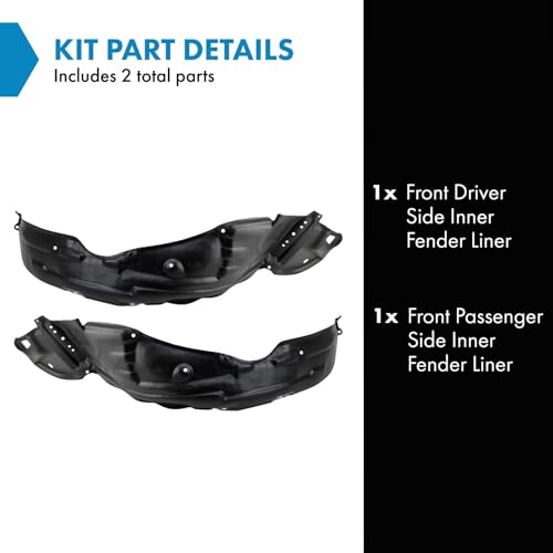 Image of TRQ Front Inner Fender Liner Set Compatible with 2003-2008 Toyota Matrix TO1248123 TO1249123