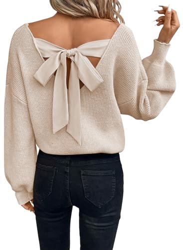 Womens Pullover Sweaters Casual Long Sleeve V Neck...