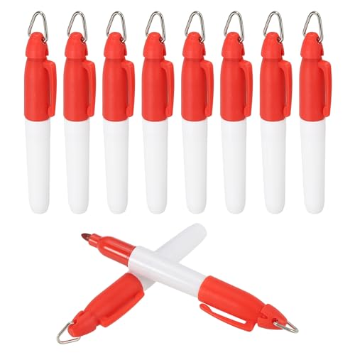 Marqueurs mini permanents PATIKIL rouges avec clip et porte-clés pour golf et bureau, lot de 10