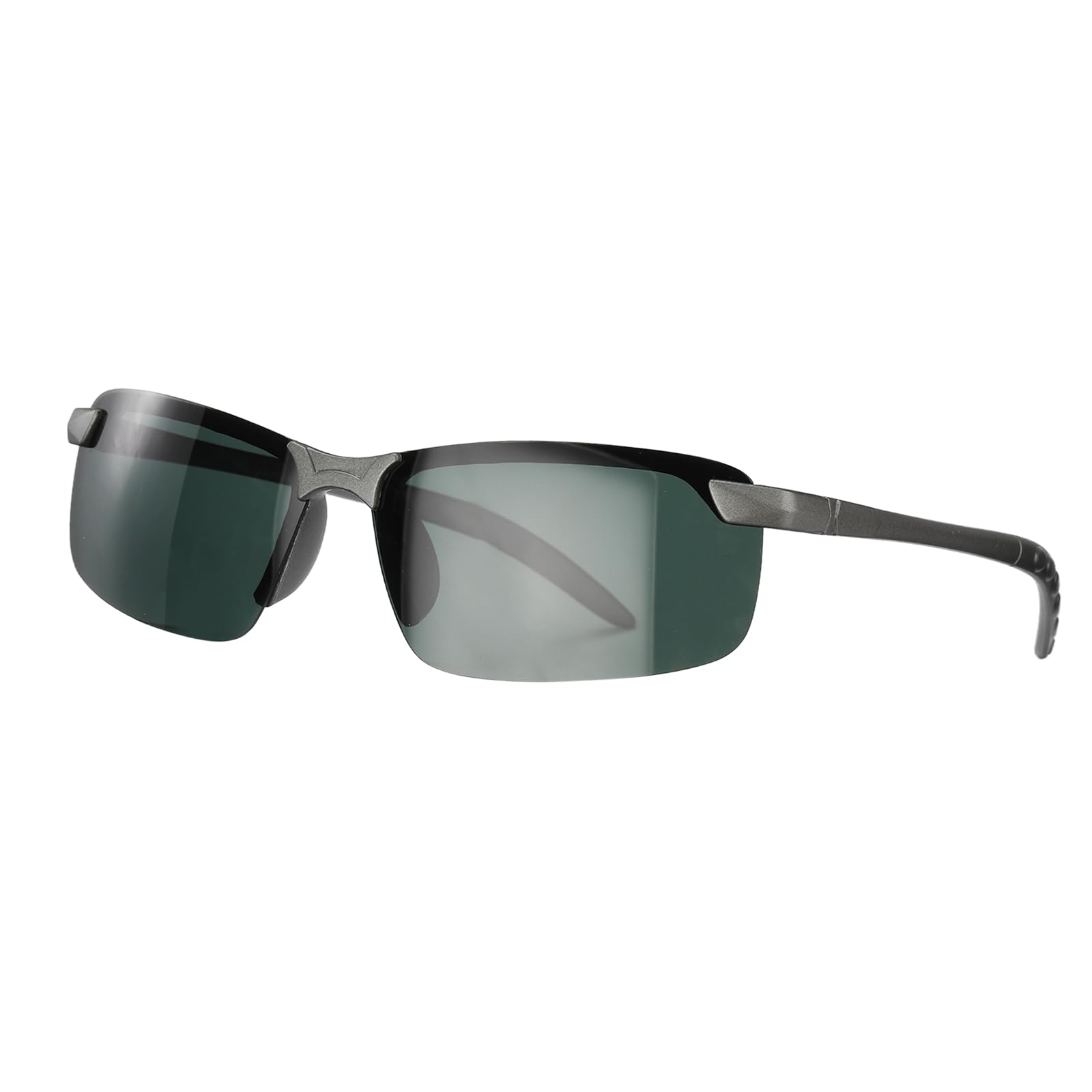 sourcing map Polarized Sports Sunglasses for Men Womens, UV400 Protection 16g Lightweight Cycling Sunglasses for Running Skiing Fishing Goggles, Gun Gray/Green