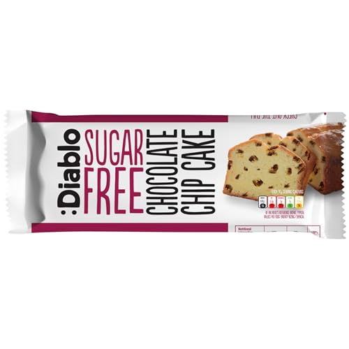 Diablo Sugar Free Chocolate Chip Cake – Healthy Snacks Sweet Treat, Cakes & Desserts for All, Ideal for Snack Time, Tea & Party Treat, Halal & Kosher Approved – 200g (Pack of 1)