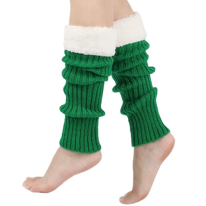 Image of Winter Leg Warmers for Women and Girls Warm Knitted Socks Knitted Wool Crochet Long Boot Socks New Year's Day Socks Christmas Socks