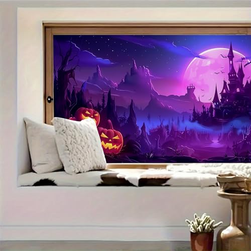 Vinilo decorativo Halloween castillo 39.3x17.7 pulgadas miniatura 2
