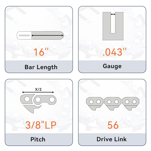 NEO-TEC 16 Inch Chainsaw Chain,3/8" LP Pitch,0.043" Gauge 56 Drive Links R56 Chain Fits for Milwaukee M18 Dewalt and More（3 Chains） by NEO-TEC - Image 3
