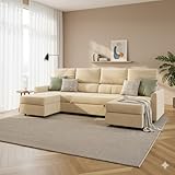 EMME HOME Sofá Cama de 4 plazas con Montaje y Retirada incluídos. Doble Chaiselongue panorámica para salón Comedor. Sofás Cama Chais Longue Grande Reclinable Opcional y Esquinero. Modelo Otto.