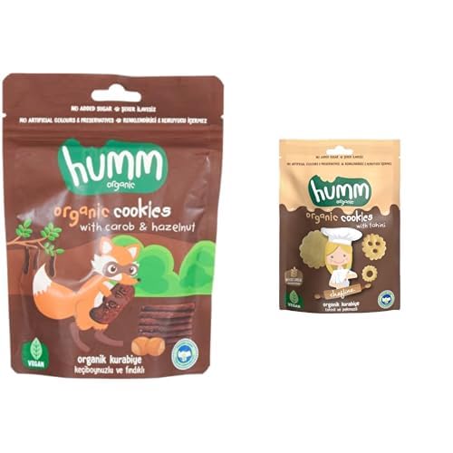 Humm Organic Seti | Keçiboynuzlu Fındıklı Vegan Kurabiye x1 + Tahinli ve Pekmezli Vegan Kurabiye 55 Gr x1