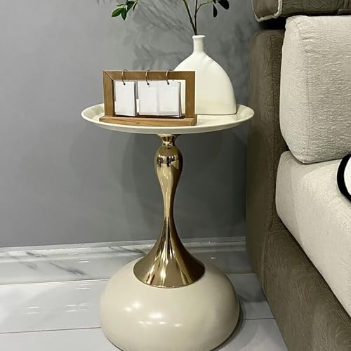 Petite table basse moderne en métal robuste avec plateau blanc et jaune - 6