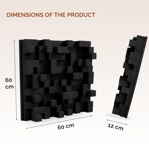 Image of Timber Acoustics Skyline Sound Diffuse r Panel | Pine Wood | Acoustic Sound Diffusion Panel | Noise Reduction & Room Treatment (Black)