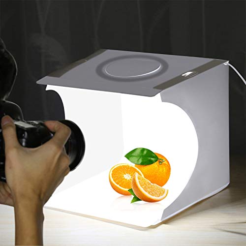 TGF LED Ring Light Box 20cm Photo Studio Box Photography Portable Folding Mini w/3 Modes Dimmable Light Studio Shooting Tent Box Kit & 6 Color Backdrops Lightbox