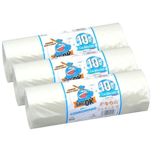 Lot de 30 Sacs à Ordures Transparents - Recyclage, Grands Sacs Poubelle 120 L