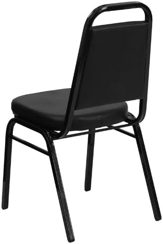 Miniatura 3 de Living Trend Marvelius Series - Silla de banquete apilable (respaldo trapezoidal, estructura dorada), color burdeos, negro  negro
