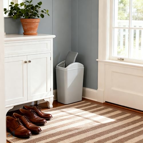 Image of 4.5 Gallon Plastic Swing Top Slim Trash Can, Garbage Bin with Swing Lid, Gray