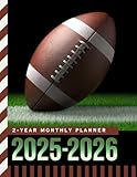 2-Year Monthly Planner 2025-2026: 8.5x11 Dated Organizer With 100 Blank College-Ruled Paper Combo / 24-Month Schedule Gift / Football Team Player Coach - Sports Theme Cover