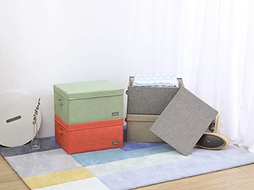 Yueyue Foldable Storage Large Clothes Box Fabric，Box Fabric Bin Cube Basket With Lid，Collapsible Boxes Fabric Storage Bins Organizer Cubes Containers With Covers (17.7"/13.8"/9.8") (Orange) 2 Pack #TOP2