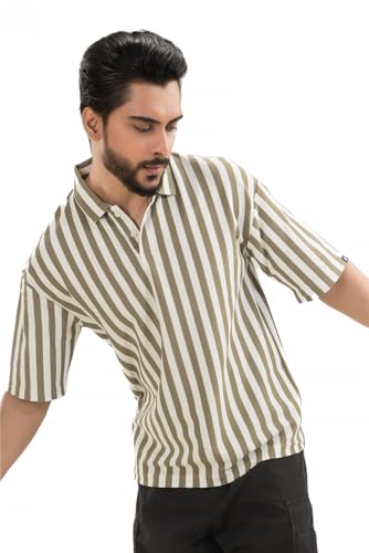 Image of Imperial Striped Off Shoulder Polo T-Shirt