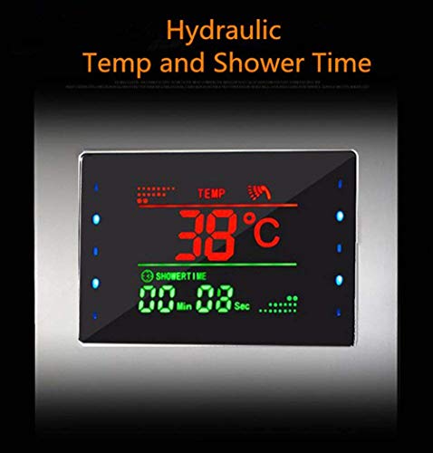 ELLO&ALLO LED Shower Panel Tower System, Hydroelectricity Display Rain Massage with Jets, Brushed Black