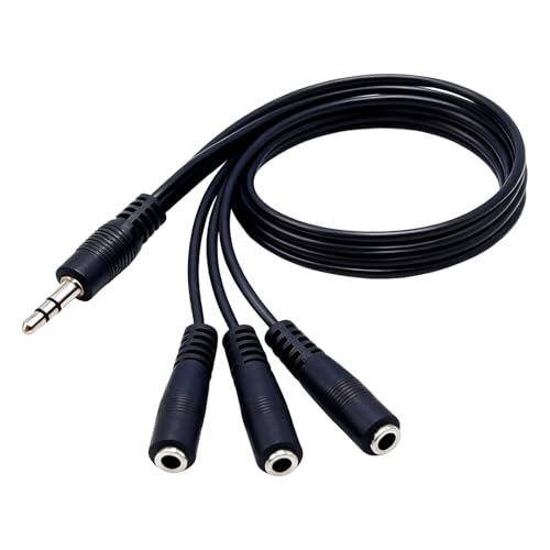 Bgfaquri Cable Divisor Jack 3.5 mm, Adaptador de Auriculares con Micrófono Splitter 3 Vías para Auriculares y Audio, Extensión Compatible con Consola Ordenador Móvil y Altavoz Sonido Estable 30cm