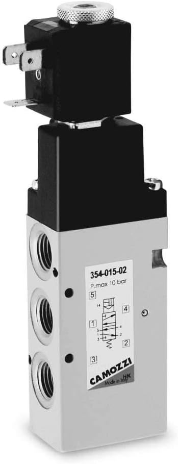 Camozzi 358-E15-02 Electro pneumatic Valve, 5/2", 1/8", Solenoid Spring Ext Pilot