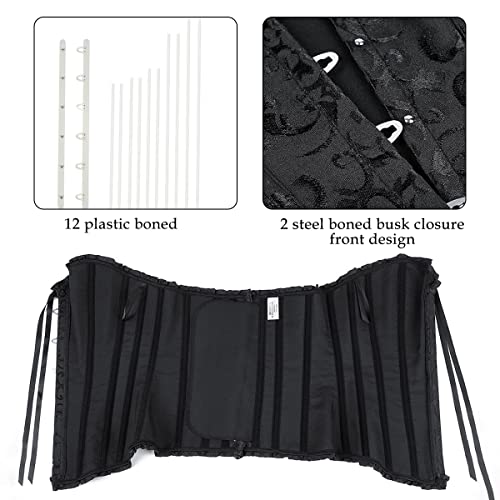Szivyshi Corset Tops For Women, Bustier Shapewear Lingerie, Fashion Lace Waist Push Up Bodysuit Vest, Strapless Vintage Victorian Overbust Bodice For Night Out (Black,M) #TOP2