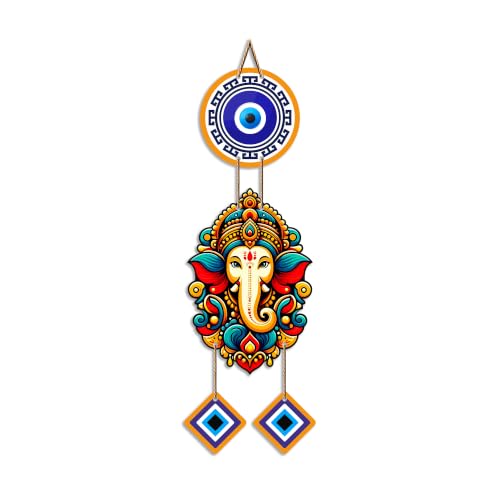 Image of Artvibes Siddhivinayak Wall Hanging with Evil Eye Protection for Home Decor | Nazar Dosh Removal Hanging for Entrance Temple Bedroom Office | Spiritual Vastu Lucky Charm Decorative Gift (WH 8565N)