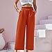 RODYETQQ Linen Pants for Women Cotton Linen Casual Summer Cropped Trousers Wide Leg Drawstring Elastic Waist Ruffle Hem Lounge Capri Pants with Pockets(A07 Vermilion,Large)