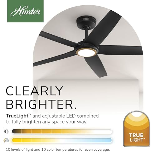 Hunter ZenTech 52 Inch Smart Ceiling Fan with LED Light for Patio or Covered Outdoor Spaces, Indoor/Outdoor Damp Rated, 5-Blade, Matte Black, Wi-Fi Enabled, Compatible with Alexa, Google & Apple thumbnail 8
