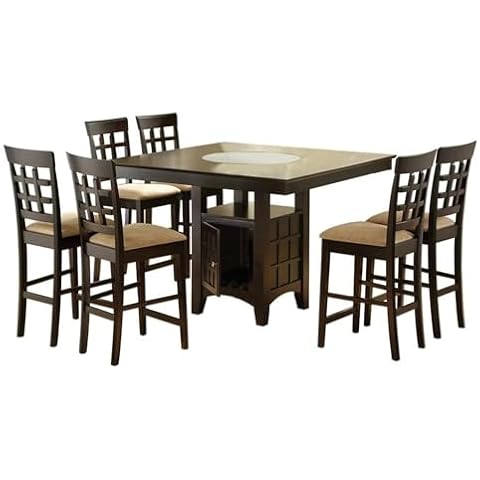 MAKLAINE 7-Piece Wood Square Transitional Dining Set Cappuccino Cover