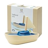 PlanToys® Sailboat Wooden Bath Toy | Eco-Friendly Floating Boat for Kids | Promotes Fine Motor Skills & Imaginative Play | Sustainable Birthday Gift for Bathtime Fun