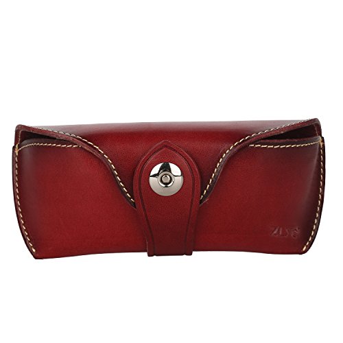 ZLYC Funda rígida unisex hecha a mano de piel para gafas