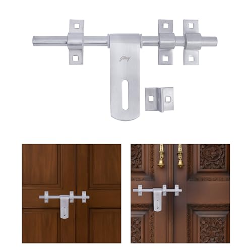 Image of Godrej Door Fitting | Aldrop Lock for Left & Right Handed Doors | Suitable for Main & Inner Doors of Residential & Commercial complexes | Size 14 x 250 mm | Satin Finish