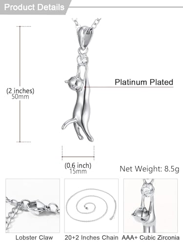 U7 Cat Pendant Necklace for Women Stainless Steel Cute Kitty Cat Jewelry Gift4