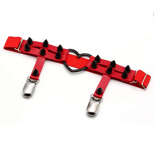 MILAKOO 1 Pair Leather Leg Harness Rivet Garter Belt PU Leather Punk Gothic Garter Belt - Thumbnail 5