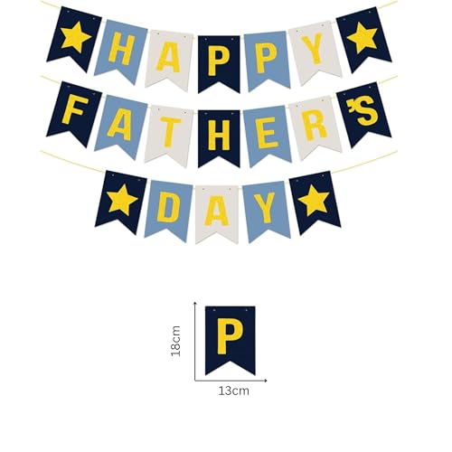 Image of Happy Father's Day Glitter Black Beer Bunting Banner for Dad Father's Party Decorations Backdrop Garland for Father's Day (Dark Blue Light Blue)