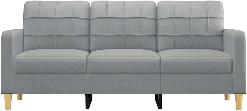 3-Seater Sofa Light Grey Fabric (100% Polyester) Living Room Furniture