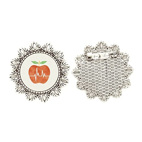 Broche de corazón floral plateado con cierre de seguridad para batas y chaquetas