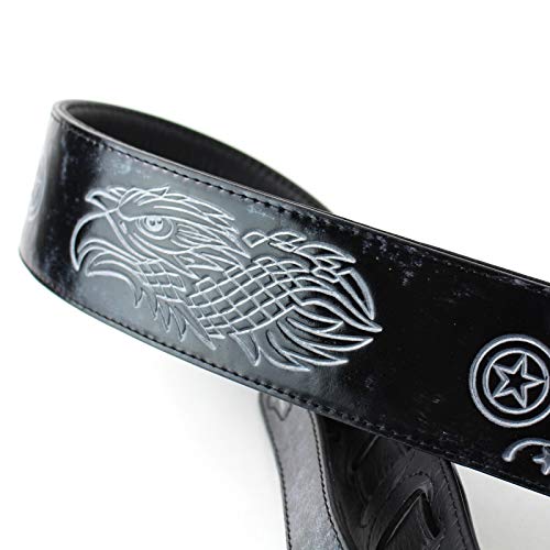 Walker & Williams GB-192 Sangle de guitare rembourrée Motif aigle de course Noir cobalt et étoiles Texas - Les Beatles, Paul McCartney, John Lennon, RIngo Starr, George Harrison Walker & Williams GB-192 Sangle de guitare rembourrée Motif aigle de course Noir cobalt et étoiles Texas – Image 4